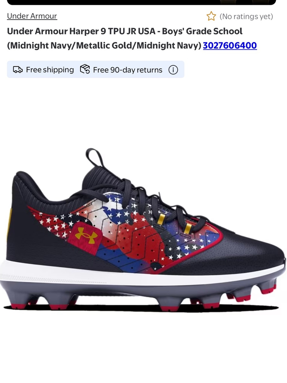Under Armour Kids Harper 9 Cleats - Midnight Navy/Red/White/Gold